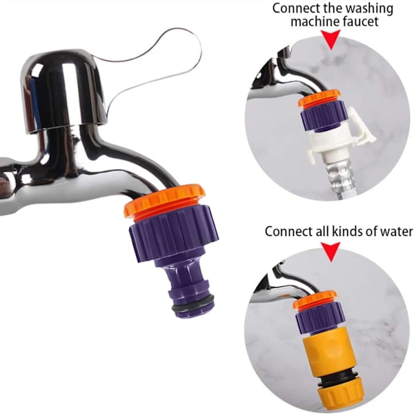 3/4\" & 1/2\" BSP 2-i-1 Plast Udendørs Have Slangehane Fitting Gevindhane Adaptere Pakke med 12 (Leveres med 18 Erstatningsferrules)
