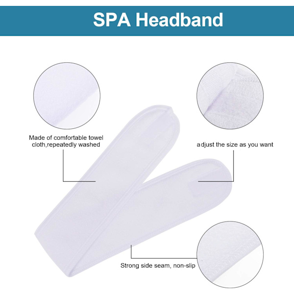 4 st spa-hårband, sminkhårband, stretchtyg hårband för sport yoga dusch (vit)