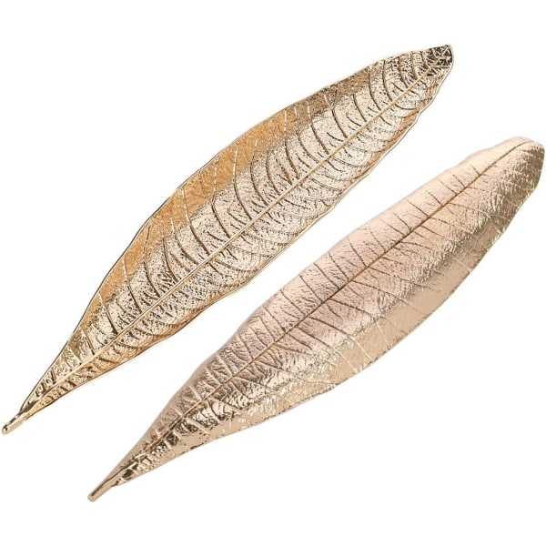 Røgelsespindeholder i metalblad, røgelsesbrænder med askefanger, 28 cm lang til boligindretning (guld)