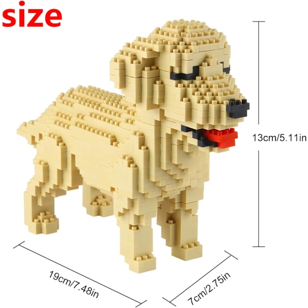Mikro Byggeklodser Mini Kæledyrs Byggelegetøj Klodser til børn Golden Retriever 8 x 3 x 5 inches