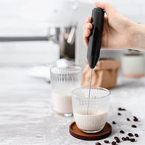Mjölkskummare Handhållen| Batteridriven skummare för kaffe| Mjölkskummare med visp i rostfritt stål