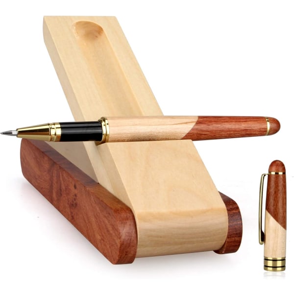 Bedste træ gelpen gavesæt med håndlavet rullekuglepen, business kuglepen med fancy pen udstillingshylster Gel pen 6 x 2 x 1 inches