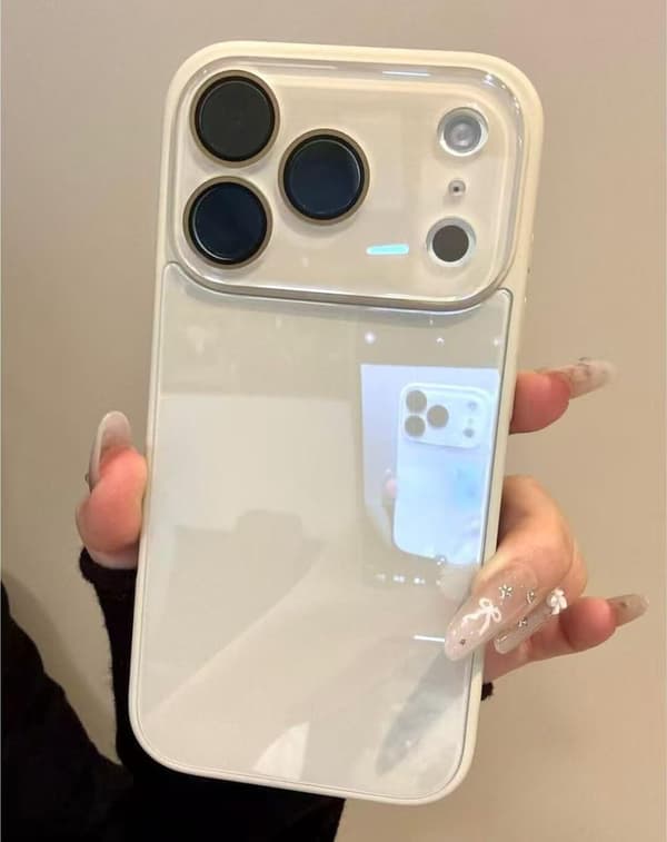 Lyxigt enkelt fodral i härdat glas för iPhone 17 Pro Max - Vit White iPhone17 Promax