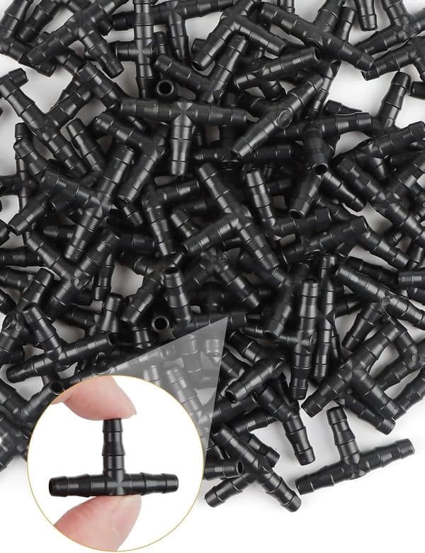 100 st T-rörkoppling 4/7mm - T-koppling PVC Vattning Atomiserande Munstycke Dropp Micro Spray Bevattning