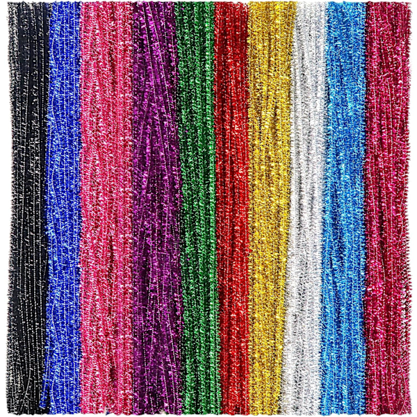 1000 stykker lyse flerfargede chenille-rørrensere 30 cm lange og 6 mm brede for håndverk og dekorasjon