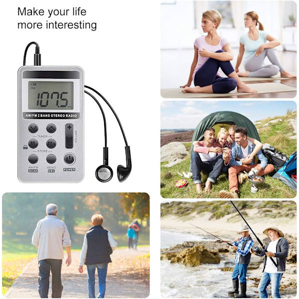 Bærbare AM FM-radioer, digitalt innstilte lommeradioer med optimal mottak, personlige Walkman-radioer