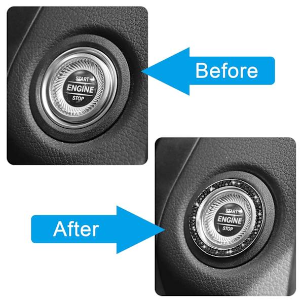 Bilmotor Start Stop Tilbehør til Bilindretning Sort 2 stk Rhinestone Sticker