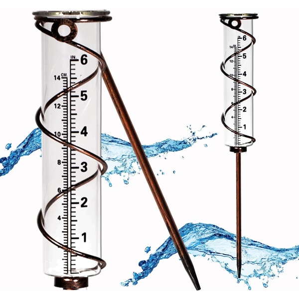 Rain Gauge with Detachable Spiral Shap, Garden Rain Water Meter Measuring with Metal Frame, No Assembly Rain Measure (A)