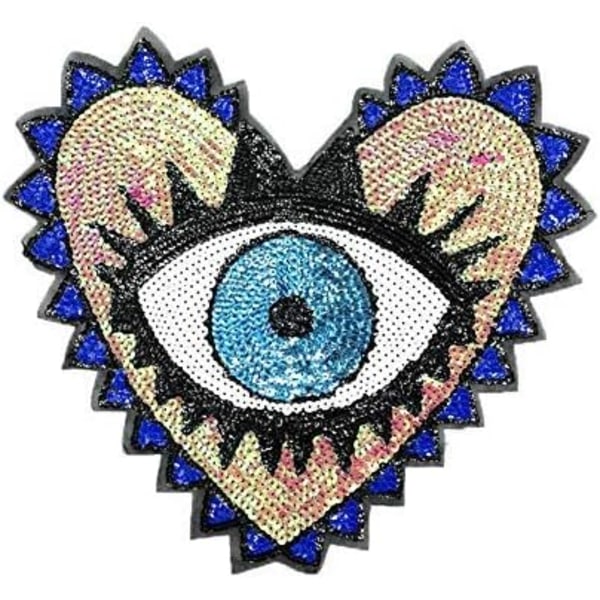 3-pak kærlighed store pailletter hjerte onde øjne patches limfri tegneserie design applikation broderi tøj patches