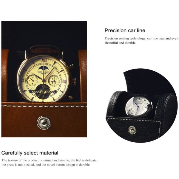 Watch Travel Case, Single Watch Box, Läder Resesmycken Förvaringsbox Single Watch Case