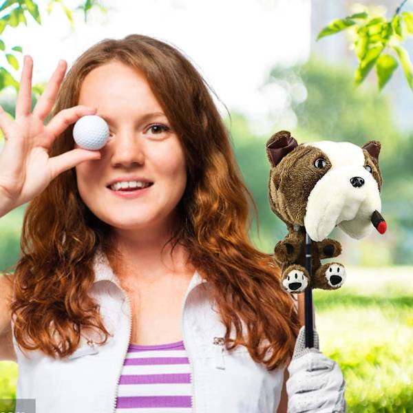 Bruna hundplyschhuvudskydd Utomhus golfträningskit Labrador Retriever huvudskydd