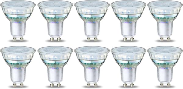 Basic GU10 LED-lampor för spotlights, 5,5W (motsvarande 60W), klar glödtråd, varmvitt ljus, ej dimbar - 10-pack