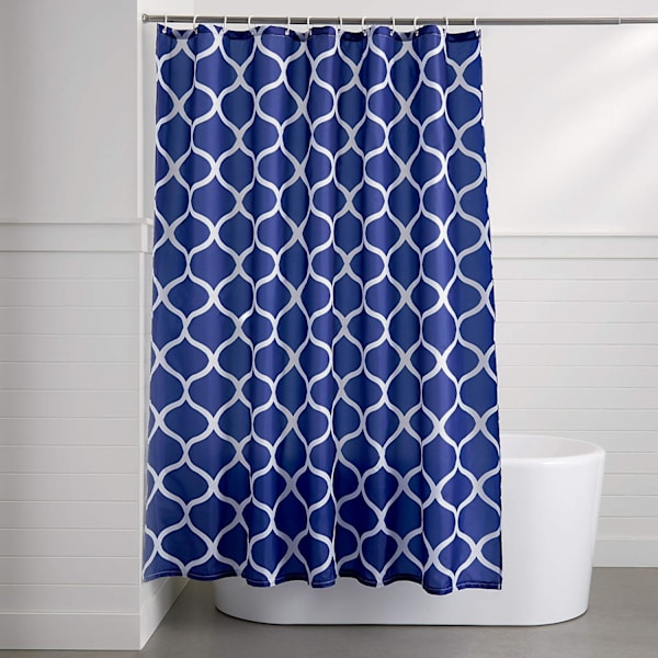 Dusjforheng i stoff - 72 x 72 tommer, for baderom 72''x72'' Navy Blue Moroccan