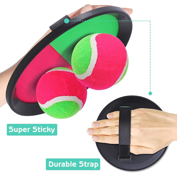 Strandpadle, Catch Ball og Kastespil, 4 Padler og 2 Bolde, Børn Kaster Fang Bold Legetøjsspil Sæt til Udendørs Havegård Pool Strand