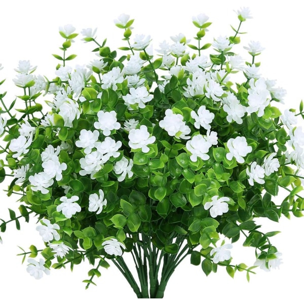 Konstgjorda blommor falska utomhus UV-beständiga buxbomväxter buskar 4-pack för inomhus utomhus hängande växt