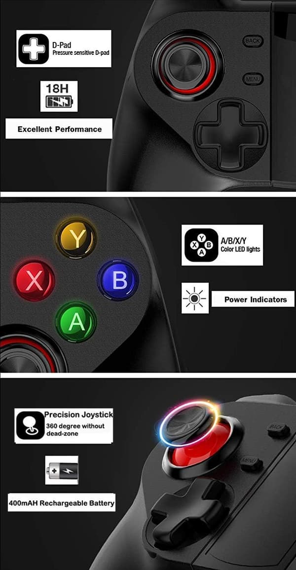 Mobil spillkontroller, trådløs Bluetooth spillkontroll joystick multimediaspillkontroller