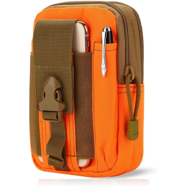 Kompakt bältesväska, Military Army EDC Pouch midjeväska, för sportvandring och camping orange color
