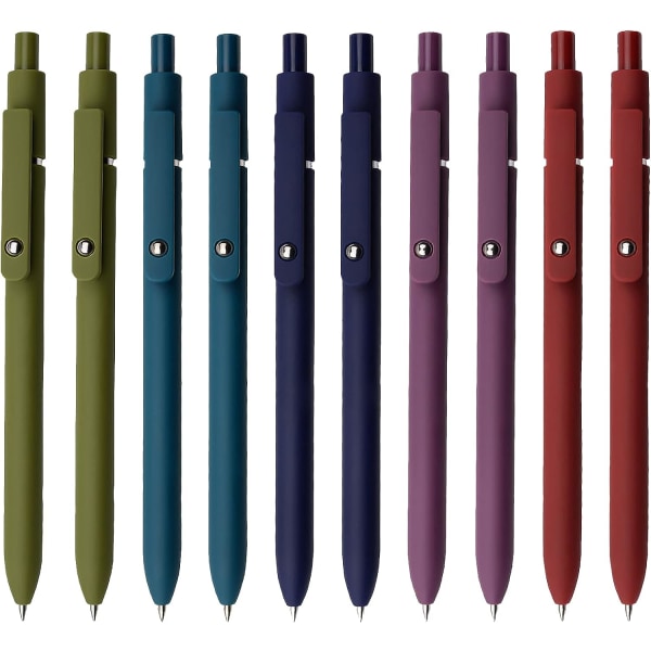 Gelpennor, 10 st 0,5 mm svarta bläckpennor Finpunktsslätskrivande pennor med metallklämma indragbara pennor för journalföring (vintage)