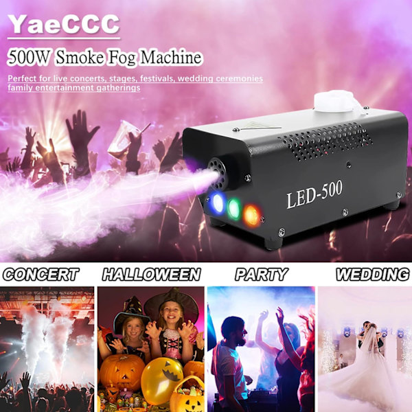 Led 500w Luftkolonne 12v Røykmaskin Trådløs Kontroll Tåkemaskin Tåkegenerator Scenetåke Ejektor Med Fjernkontroll For Sceneparty Ktv EU-plugg European regulations