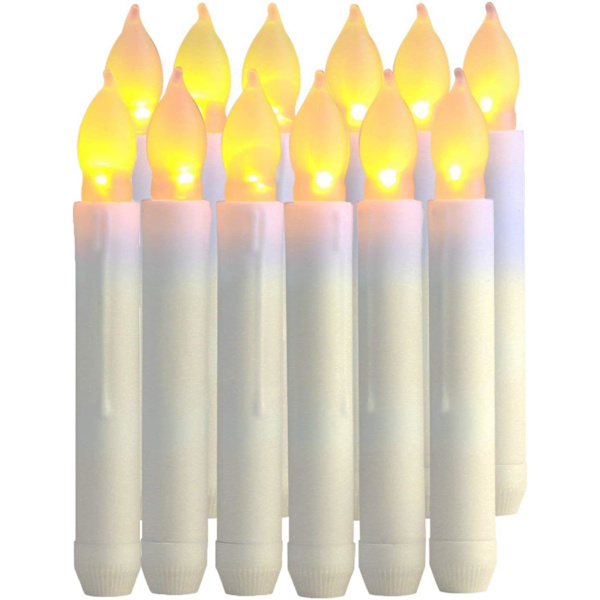 12 st flamlösa LED-ljus, avsmalnande ljus, 6,5 x 0,9 tum
