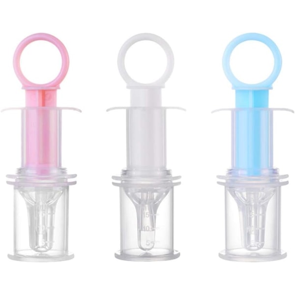 3 st spädbarnsläkemedel dispenser baby silikonmatningsmedicinverktyg för nyfödda toddler (vit, rosa, blå)