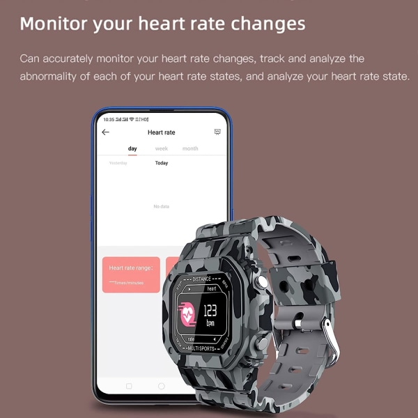 Smart Watch Touching IP67 Vandtæt, Sundhedsovervågning til Puls, Blodilt, Søvn
