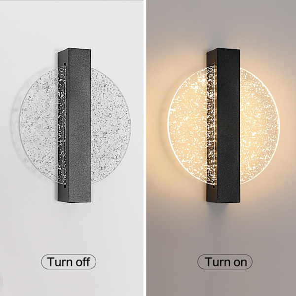 6W dæmpbar LED væglampe, moderne indendørs aluminium væglampe, LED væglampe senglampe, sort rund akryl væglampe, 3000K-6500K