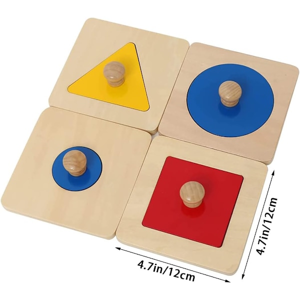 Baby Træ Geometriske Form Puslespil, Montessori Farvematch Læringslegetøj 1 2 3 4 År GiAt Aor Småbørn Førskole