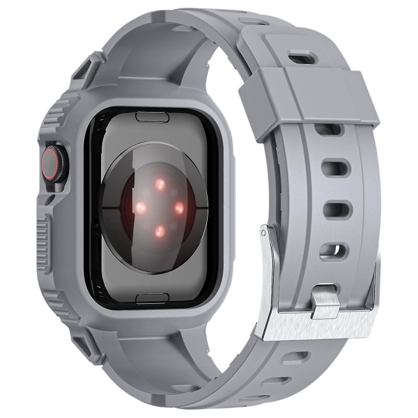 Yhteensopiva Apple Watch Ultra 49mm silikonipuskurin säädettävän hihnan kanssa, harmaa