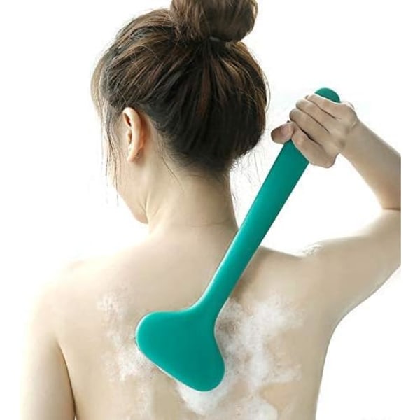 Badborste för dusch och ryggskrubb med 14\" långt handtag för celluliter och exfoliering (grön)