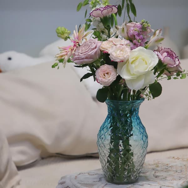 Glasmidja Blomvas, Gallerdesign Modern Stil Blå Klar | för Hem Vardagsrum Bordsdekoration Blue