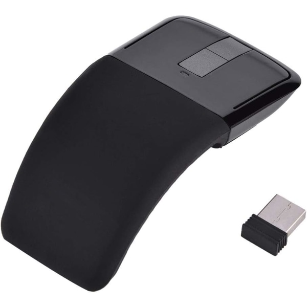 2,4g hopfällbar trådlös pekmus, böjd pekmus med USB mottagare för PC/laptop/smart-TV, stiligt utseende (svart)