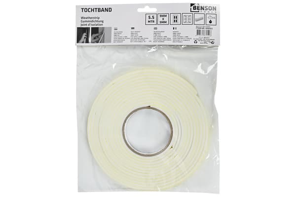 Tetningslist skum 9×5 mm 5,5 m hvit