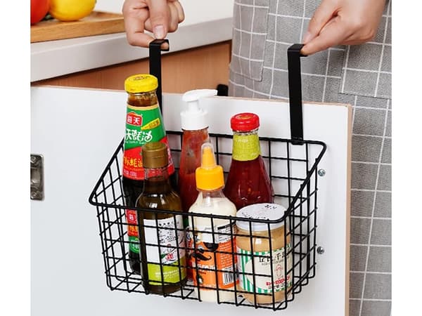 Metallkorg, dörrhängd, kökshylla black