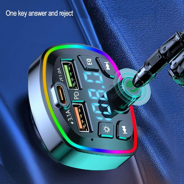 Bluetooth FM-sender Bilradio Audioadapter MP3-spiller Handsfree Bluetooth 5.0 Dobbel USB-porter