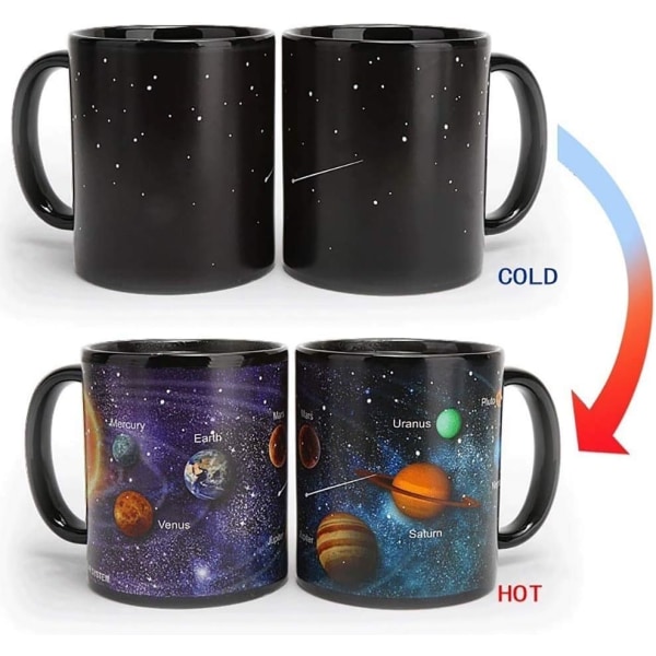 Farveskiftende kaffekop, stjernehimmel porcelænskrus solsystem krus mælke kaffekrus fødselsdagsgave