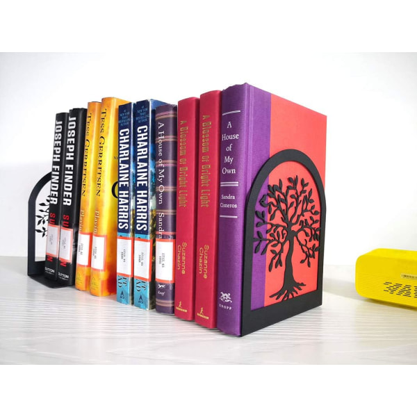 Livets träd dekorativa bokstöd, bokstöd i tung metall, organizer för Black Book Support Book