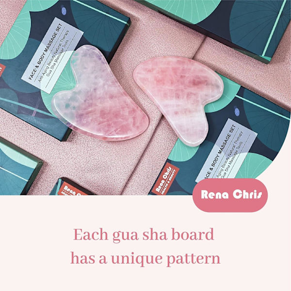Rosenkvarts Gua Sha, naturliga jade ansiktsverktyg för SPA-akupunktur, rosa sten för kropp, ansikte, nacke och öga, hudvårdspresent till kvinna