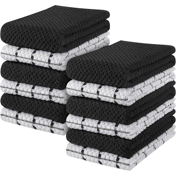 Håndklæder, Køkkenhåndklæder [12 stk], 30*30CM, Super bløde og absorberende viskestykker, Tekluder og Baren håndklæder Set 1
