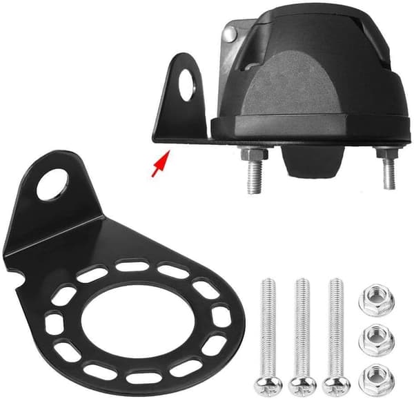 Trailer Connector Bracket, 7 Pin Trailer Socket Holder Metal Mounting Bracket Holder for 7 Pin 13 Pin Caravan Trailer Connector Socket