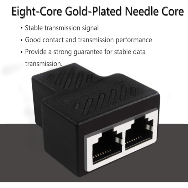 Rj45 Lan Splitter [2 stk.], Forbindelser 1 til 2 Splitter Stikadapter, To computere kan surfe på internettet på samme tid