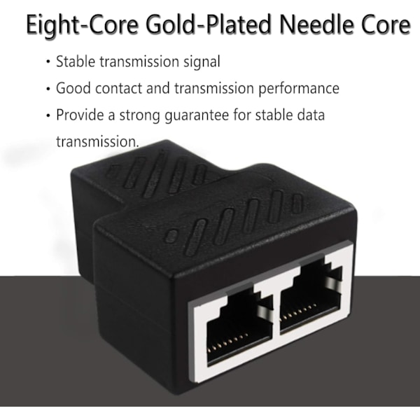 Rj45 Lan Splitter [2 stk], Tilkoblinger 1 til 2 Splitter Pluggadapter, To datamaskiner kan surfe på Internett samtidig