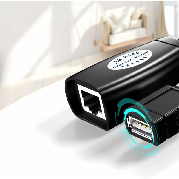 USB-forlenger 50 meter USB-forlengelsessignalforsterker USB2.0 til RJ45 nettverksforlenger