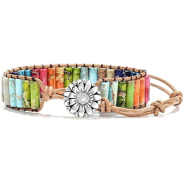 7 Chakra armbånd til kvinder med ægte sten læder wrap helbredende perle armbånd kvinder mænd Boho venskabssmykker