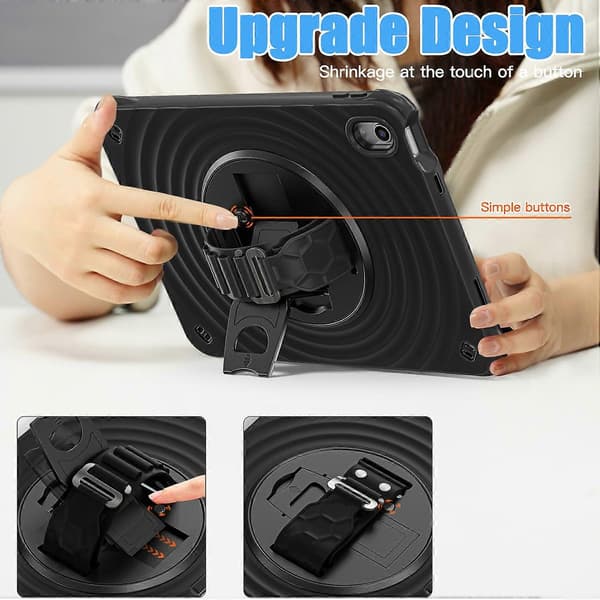 Etui til iPad 10.9 (2022) med Støttefod TPU+PC+Silikone Tablet Cover - Sort