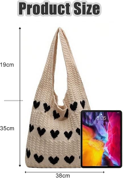 Hæklet mulepose, strikkede håndtasker til kvinder, netstrandtaske, strandtaske til kvinder, retro hæklet netstrandmulepose, boho skuldertaske, khaki+sort Khaki+black