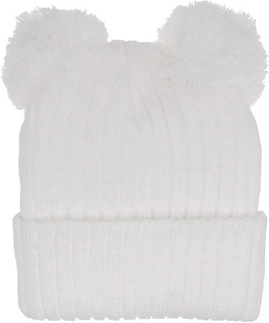 Vinterhue til små piger med pompon - varm strikket babyhue