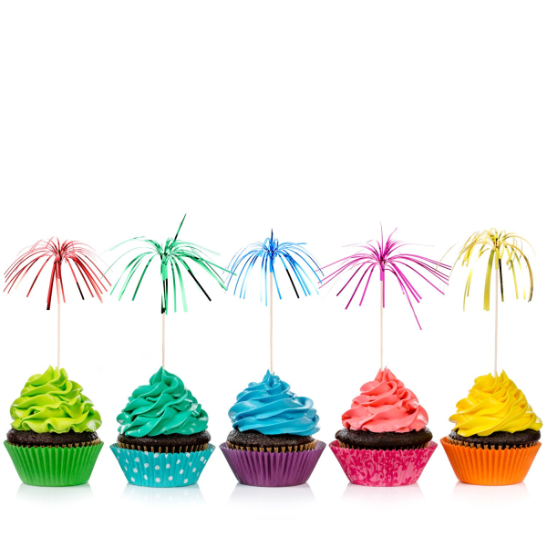 100 st fyrverkeri cupcake toppers folie krusidull tandpetare semester tårta dekorationer