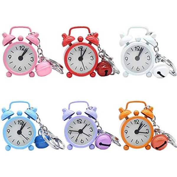 Söt klockdesign nyckelring söt nyhet ring barnleksak mini present ljud kvarts klocka