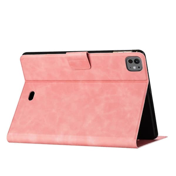 Fodral för iPad Pro 11 (2024) Par Katt Tryckt Mikrofiberläder Smart Tablet Fodral - Rosa